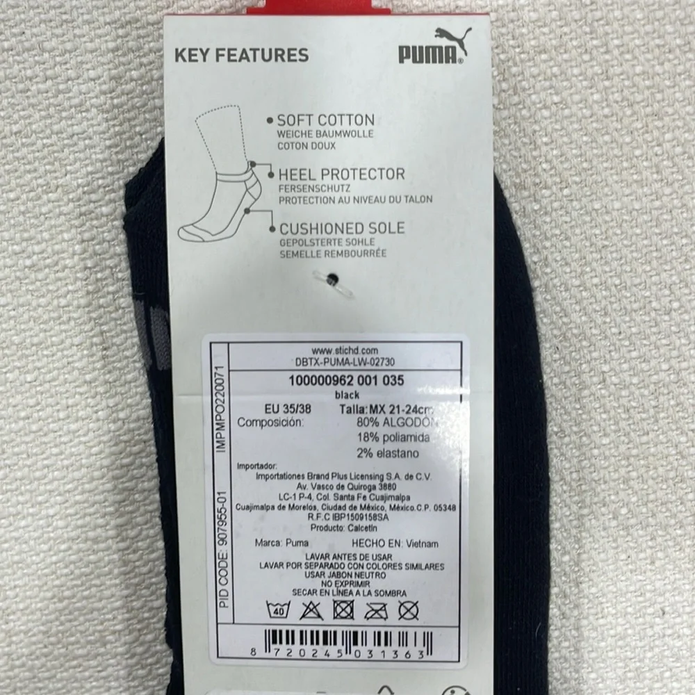 Puma 2-Pack Sneaker Black Socks- Size EU 35-38
